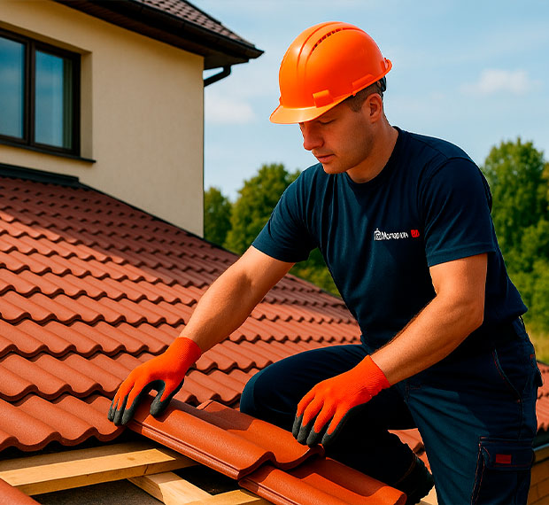 Монтаж кровли из натуральной черепицы в Дмитрове