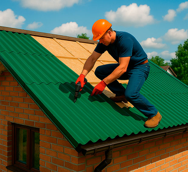 Монтаж кровли из профнастила в Дмитрове